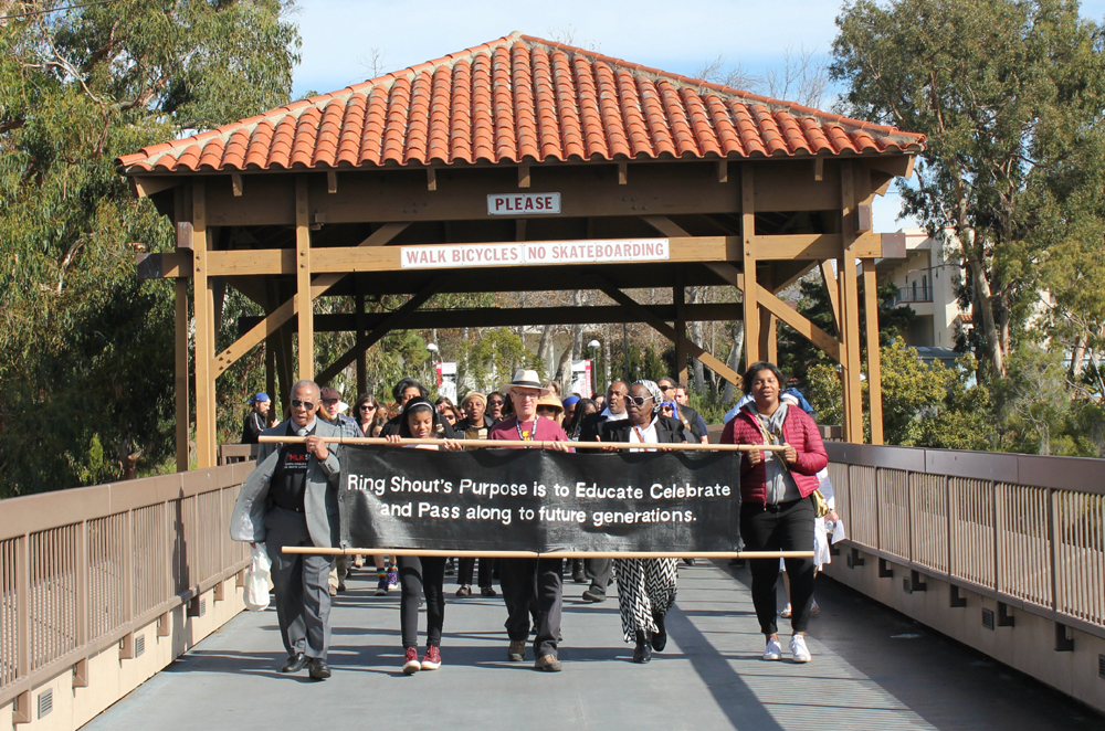 Santa Barbara Marchers Cross SBCC Bridge to Honor Martin Luther King Jr.